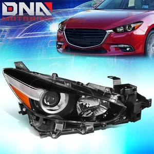For 2017-2018 Mazda 3 Right/ Passenger Side Projector Headlight Headlamp Black - Picture 1 of 6