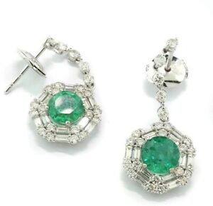 Noble Smaragd-Brillant-Ohrhänger  3,98 carat 750 Weißgold Wert 7240 Euro Neu