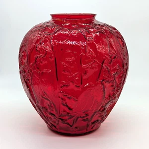 Konsolidierte Glas Vase Martele Rueben Haley Art Deco Lovebirds Perruches Repro - Bild 1 von 10