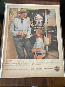 Vintage 1961 Gary Cooper Insure Savings & Loan Associations ad - Picture 1 of 1