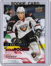 JUSTIN SOURDIF 18/19 Upper Deck CHL UD Exclusives #386 Star Rookie Card #/100 SP