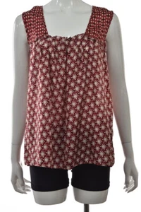 Velvet Womens Top Size S Red White Printed Blouse Shirt Sleeveless Silk - Picture 1 of 5