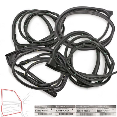 Set Door Rubber Seal Weatherstrip For Nissan NP300 D23 Pro-4X '12 '21 - Imagem 1 de 4