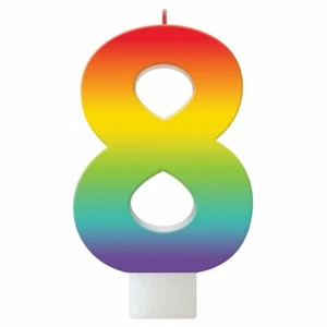 Rainbow Birthday Party Supplies Number 8 Candle Cake Decoration 8th Eight Eigth - Picture 1 of 1