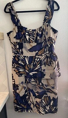 Vestido para mujer Trina Turk seda estampado floral mamás la palabra azul tostado negro Foto 1 de 4