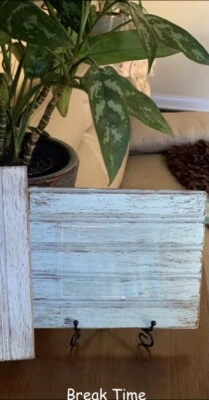 Handpainted distressed wood Beadboard picture frame Light Green 4”x6” AND Easel - Image 1 of 4