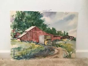 Don May Watercolor Painting "Truck at a Barn" (#117) - Picture 1 of 7
