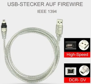Cavo da 1.2m USB 2.0 maschio FIREWIRE 4p IEEE 1394 adattatore dati pc mini dv - Bild 1 von 2