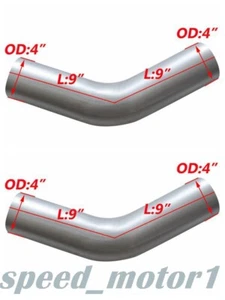2PCS Aluminized 45 Degree Elbow 4"ODx 9" Arms Truck Pipe 4 Inch Elbow - Picture 1 of 5