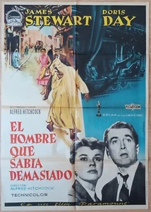 The Man Who Knew Too Much ORIGINAL Spanish '56 POSTER Hitchcock Albericio art! - Bild 1 von 3