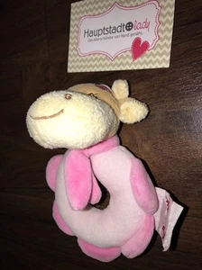 Bengy Kuh Kalb Greifling Rosa Plüschtier Blume Lola Ring Schal Braun Giraffe Toy - Picture 1 of 5