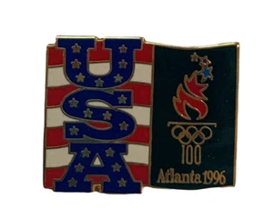 VTG 1996 Atlanta Olympics USA Enamel PIN Torch Georgia Red White Blue Green Gold - Picture 1 of 3