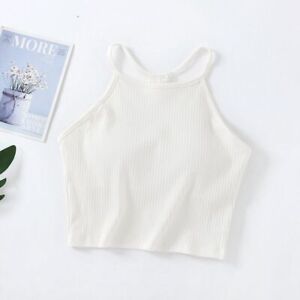 Women Sleepwear Suspender Vest Chest Pad Cotton Shirt Halter Nightwear Solid New
