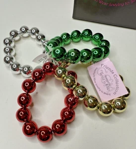 QVC 4 Pulseras Garold Miller Grandes Cuentas Colección Amigos Brillantes NAVIDAD Nuevas - Imagen 1 de 11