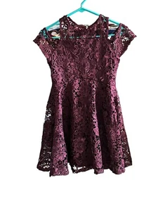 GB Girls Semi Formal / Dance Dress Maroon  Lace Gorgeous Dress  Size 14 - Picture 1 of 5