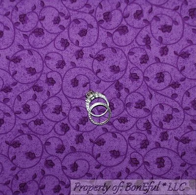 Edredón de algodón BonEful FABRIC FQ hoja púrpura flor remolino pergamino calicó uva vid Foto 1 de 4