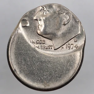 1974 D 10c 60% off Center Full Date Roosevelt Dime Mint Error Coin E24 - Picture 1 of 2