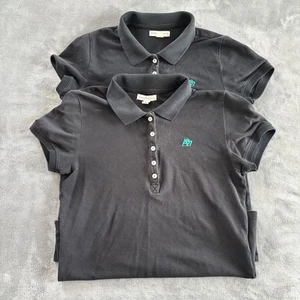 Aeropostale Polo Shirt Bundle Women's 2 Black Short Sleeve Casual Basic Large - Picture 1 of 6