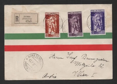 ITALY AUSTRIA 1930 AIR MAIL REGISTERED COVER FRANKED SCOTT #C23-C26 FIRST DAY - Image 1 of 2