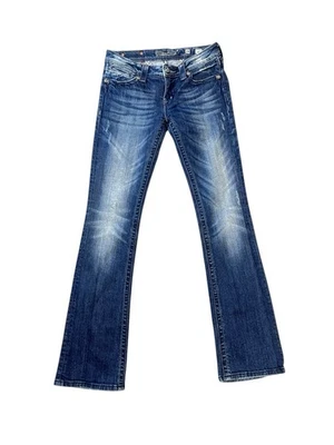 Miss me Jeans Size 28 JP5331B4 boot cut blue rhinestone Angel Wings - Image 1 of 4