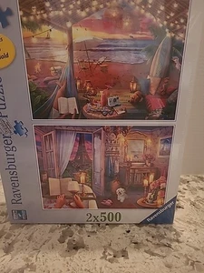 NEW SEALED Ravensburger Cozy Cabana & Cozy Bathroom x 500pc Puzzles - Picture 1 of 9