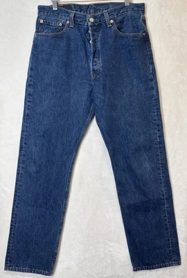 Jeans Levis 501 Azul Mujer 33x30 De Colección Años 90 Hecho en EE. UU. 1996 Botón Mosca Rojo Pestaña Foto 1 de 4