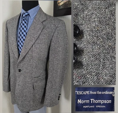 Blazer De Colección Norm Thompson 40R Hombres Abrigo Deportivo Cabeza de Uñas Chaqueta Informal Bolsillo para Boletos Foto 1 de 4