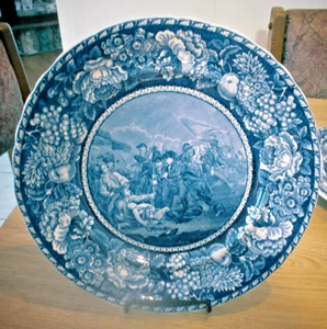 Staffordshire Rowland & Marcellus Flow blau Schlacht von Bunker Hill Speiseteller - Bild 1 von 5