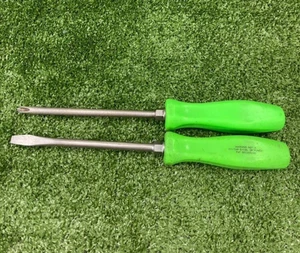 Snap-on Green 2 piece Hard Handle Flat Phillips Screwdriver Set SDDP63 SDD6 - Picture 1 of 5