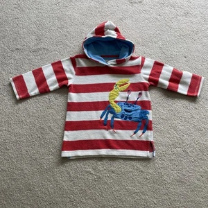 MINI BODEN Kids Crab Pullover Terry Toweling Hoodie 3-4yrs 104cm Cover Up - Picture 1 of 5
