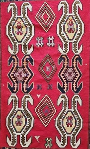 Hand Woven Rug 5x3.6 Antique Vintage Sumak Multi Color Kilim handmade free ship - Picture 1 of 24