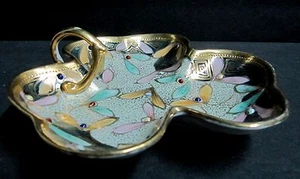 Antique Nippon Jeweled Clover Nappy Tray Fruit Nut Dish Gold Gild c 1891-1911 - Picture 1 of 12