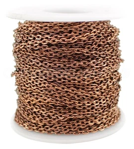 Cable Chain - 3x4mm Link - Antique Copper Color - 30 100 Feet - Bulk Craft Spool - Picture 1 of 3