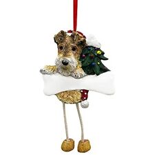 Wire Fox Terrier Ornament with Unique "Dangling Legs" Hand Painted and Easily...