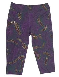 Under Armour Girl's Youth Fitted Capri Leggings Size XL Purple Animal Print  - Picture 1 of 9