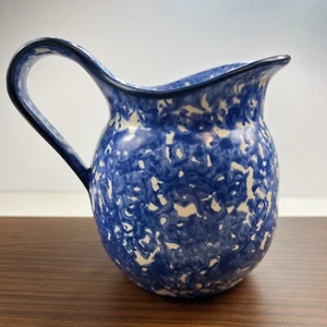 VINTAGE STANGL TOWN AND COUNTRY BLUE SPONGEWARE 24oz.PITCHER - Picture 1 of 15
