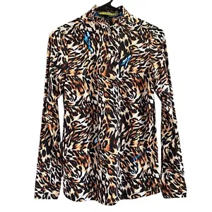 Top Jamie Sadock Sunsense manica lunga donna XS quarto zip stampa leopardata SPF 50 - Foto 1 di 8