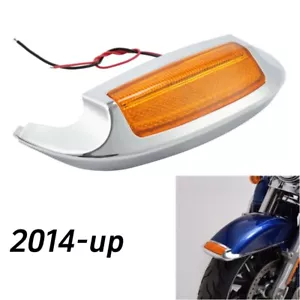 Front LED Fender Tip Amber Light Fit For Harley Tri Glide Ultra Classic 14-23 21 - Foto 1 di 13