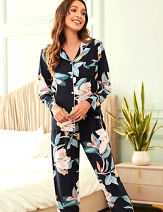 2 Piece Pajama Sets Long Sleeve Pants Button Down Sleepwear Women's Size S Small - Picture 1 of 4