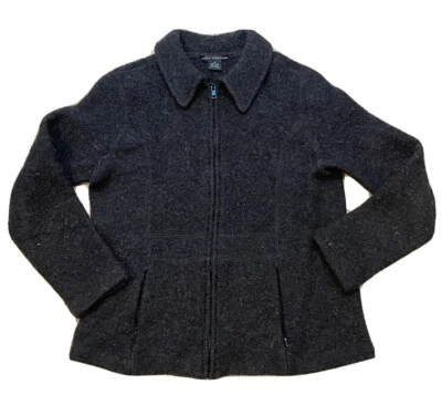 Chaqueta Sarah Spencer Negra 100% Lana Cremallera Talla Mujer’s Mediana Foto 1 de 4