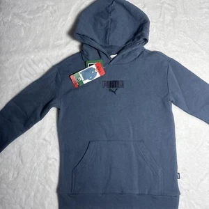 Puma Youth Fleece Pullover Hoodie Sweatshirt Blue Size M 10/12 - Picture 1 of 9