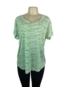 Loft Womens Green & White Striped Short Sleeve Tee Size XL - New - Picture 1 of 7