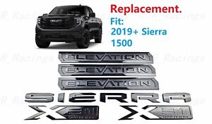 6PCS Gloss black Door Rear Elevation Sierra Bed X31 Emblem 2019-2023 Sierra 1500