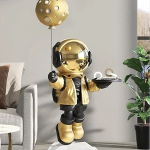 suruim Scultura Astronauta Dorata Grande Spaziale Statue da Pavimento per Arredamento Casa... - Foto 1 di 9