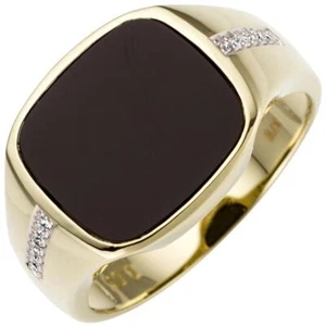 JOBO Herren Ring 585 Gold Gelbgold bicolor 12 Diamanten Brillanten 1 Onyx Herren - Bild 1 von 1