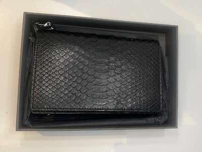 Rick Owens Portafoglio в Pelle: черная кожаная сумка из питоновой кожи со змеиной цепочкой - Изображение 1 из 4