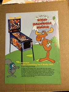 original 1990 ad 11-8 “ Rocky and Bullwinkle data East East Pinball ARCADE GAME - Picture 1 of 2