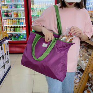 Large Capacity Reusable Drawstring Bag Nylon Foldable Grocery Bag F1