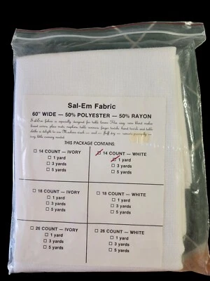 SAL-EM Fabric 1 Yard  14 Count WHITE - Image 1 of 2
