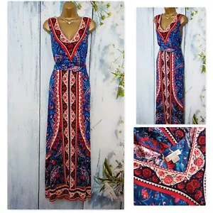 MONSOON MAXI DRESS Size 14 , Floral Stretch V-Neck Sleeveless Holiday Occasion - Picture 1 of 9